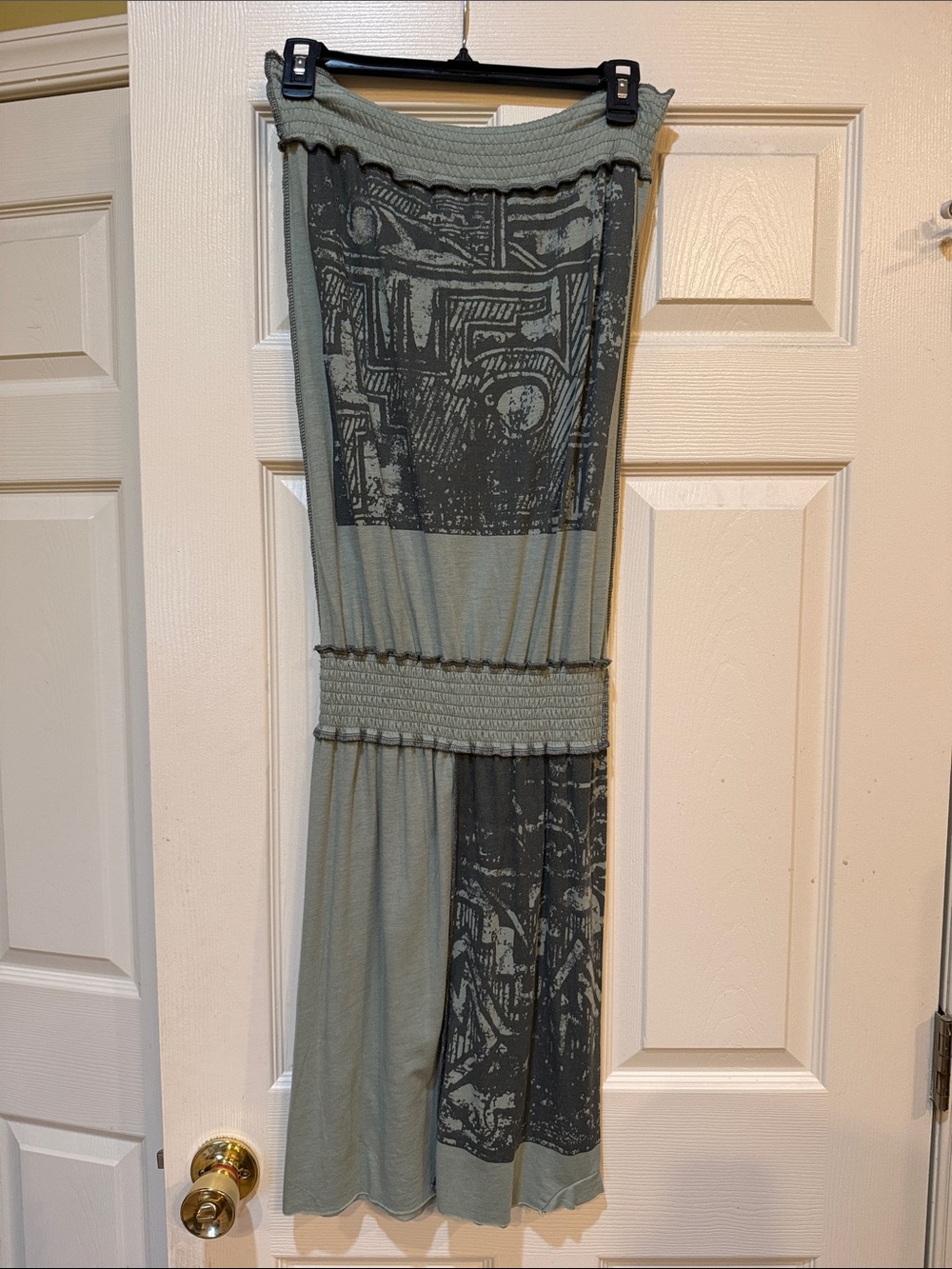 Elan Olive Green and Dark Gray Printed Women's Swim Coverup
